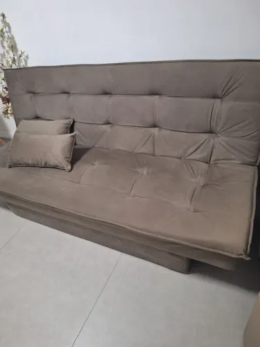 Vendo 1 Sofá-Cama Retrátil e Reclinável - Suede Bege