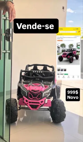 UTV elétrico infantil rosa 12v