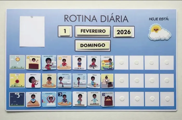 Painel de rotina autismo - 50 cartões de atividades diárias 