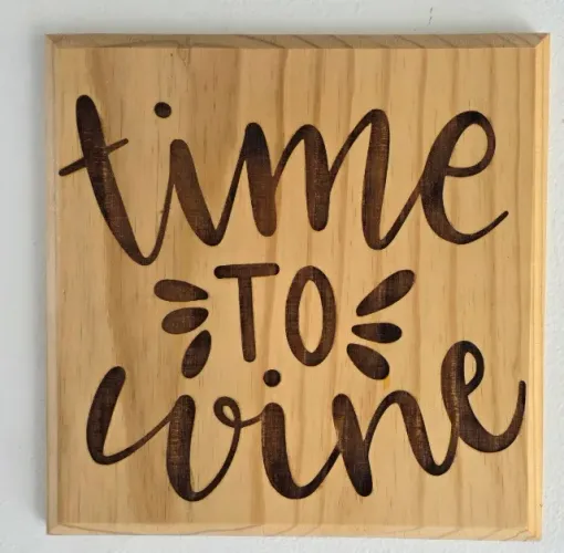 Placa decorativa em madeira Time to Wine