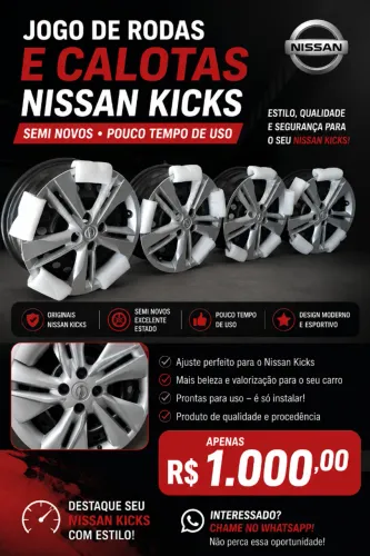 jogo de rodas e calotas nissan kicks