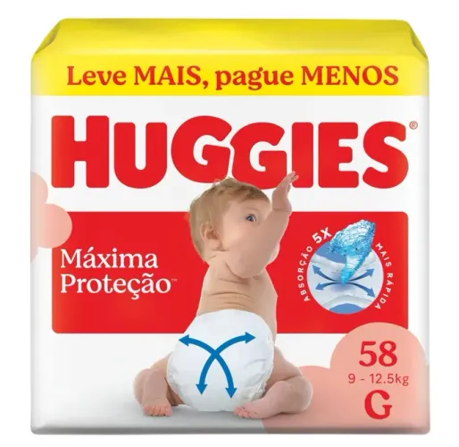 Fralda  Huggies proteção  máxima tamanho G