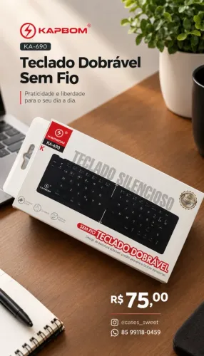 Teclado Dobrasil Silencioso Sem Fio Kabpom KA-690