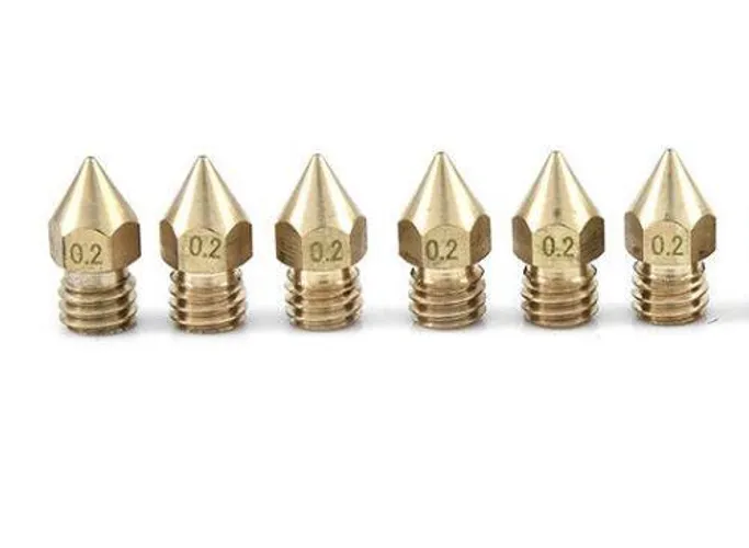 COD-CP204 Kit 2Unid. Bico Nozzle 1.75mm 0.2mm Mk7 Mk8 Hotend Impressora Reprap 3d Robotica