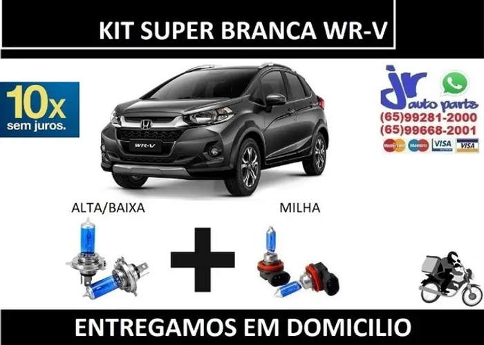 Kit de Lâmpadas Super Branca WR-V 8500K Efeito Xênon