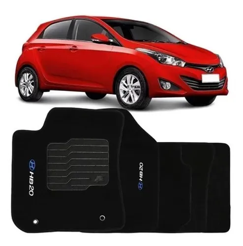 Jogo Tapete Carpete Hyundai Hb20 2015 à 2017 - Logo Bordado