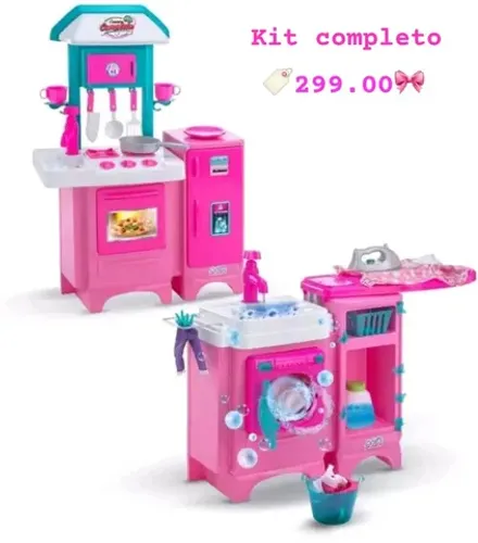 KIT COZINHA INFANTIL COM LAVANDERIA BRINQUEDO INFANTIL ENTREGAMOS