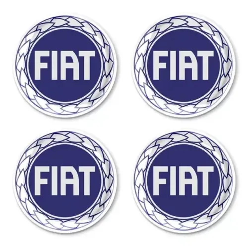Sub Calota 48mm C/ Etiqueta Resinado - Fiat Azul 4 Peças - Emblemax