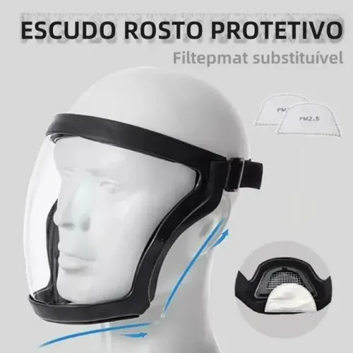 Máscara com filtro (Faceshild) + Filtros de brinde