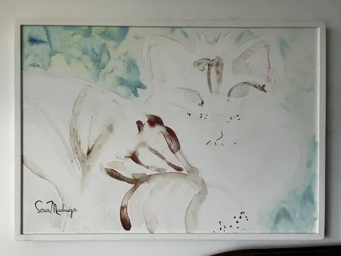 Quadro aquarela gata - Sônia Madruga