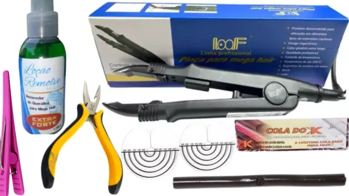 Pinça para mega hair kit completo novo com garantia!