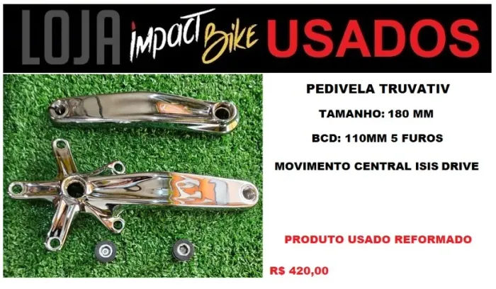 PEDIVELA TRUVATIV BCD 110 5 FUROS USADO REFORMADO CROMADO 180MM USADAS