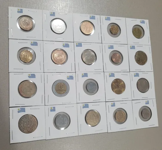Coleção de Moedas Estrangeiras do Uruguai Sem Repetir