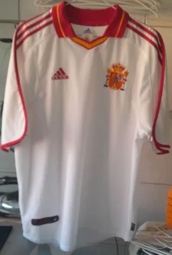 CAMISA SELECAO ESPANHA ADIDAS EUROCOPA 2000 BELGICA HOLANDA MADE IN PORTUGAL BRANCA 