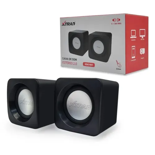 Caixa de som estéreo 2.0 da marca XTrad.