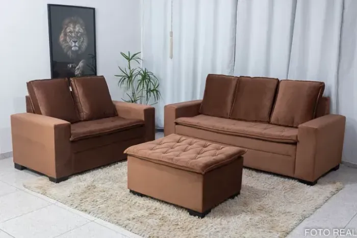 Sofá 3 e 2 lugares com Puff Maria