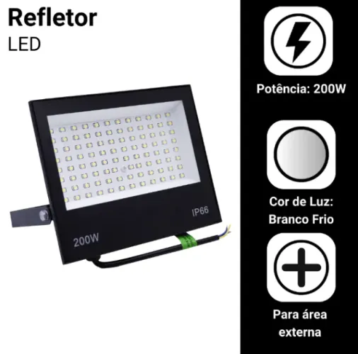 Refletor Led 200w Holofote Prova D'água Bivolt Luz Branco Frio
