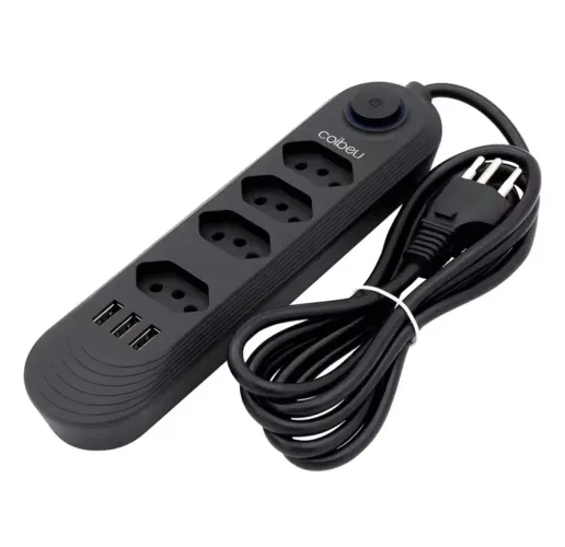 Régua Extensão De 2 Metros Com 4 Tomadas 3 Usb Carregador COIBEU B04U