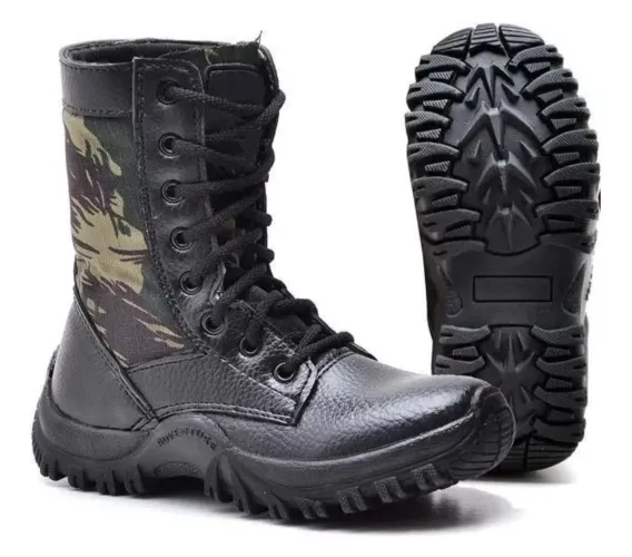 Bota Tática Militar Camuflada infantil n°30- Conforto e Durabilidade