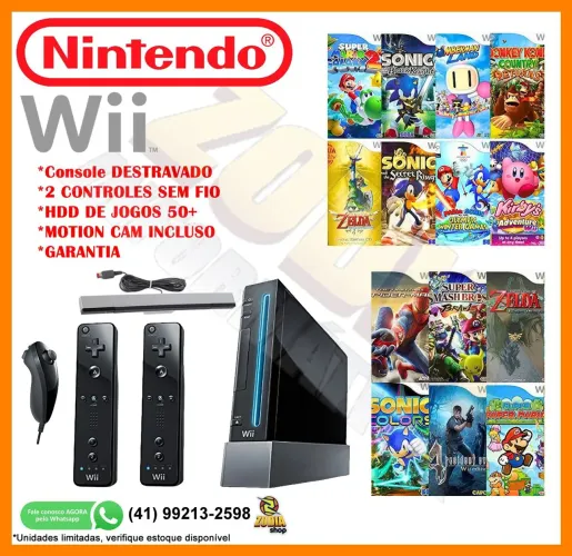 Nintendo Wii Desbloqueado com 100+ Jogos e Motion Cam