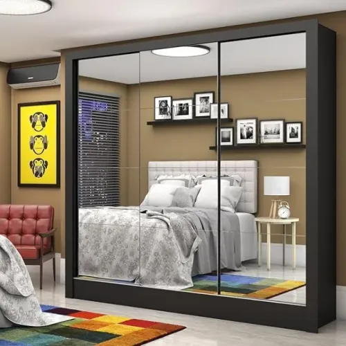 Guarda-Roupa Casal 3 Portas Com Espelho Santiago Premium