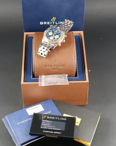 relógio Breitling Chronomat 44MM Mostrador Azul Pulseira Bicolor