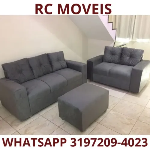 Sofá Canadá 2 e 3 Lugares + Puff - Conforto e Qualidade