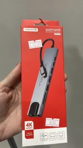 Adaptador Tipo C Multifuncional Hub 8 EM 1 USB-C -Hdmi- Rj45 - Cartao - Tomate Mtv-619