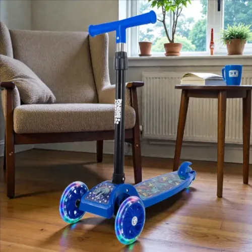 Patinete Infantil Dobrável 3 Rodas Led Até 30kg-Azul