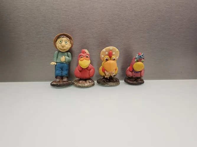Coleção vintage Júlio e a turma do cocórico 4 itens artesanais acabamento rústico