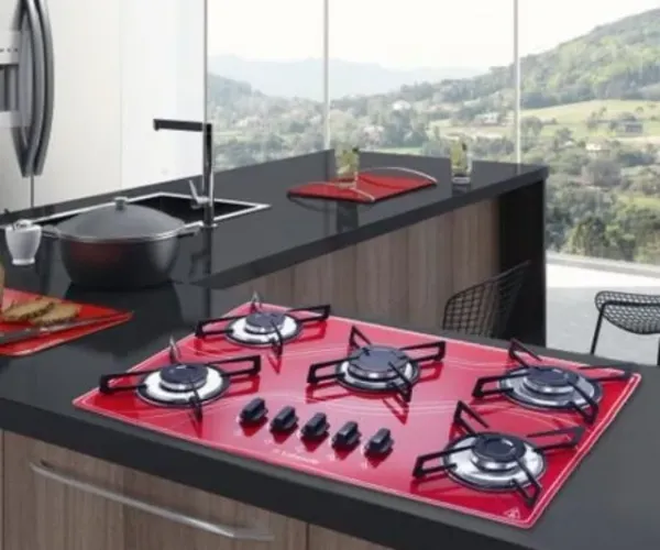 Fogão Cooktop Lines Colors 5 Queimadores Bivolt Vermelho Safanelli