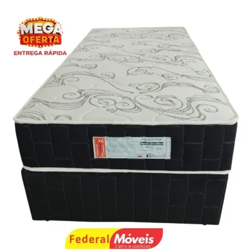 Cama Box Solteiro 88x188cm Base e Colchão TEMOS CREDIÁRIO 