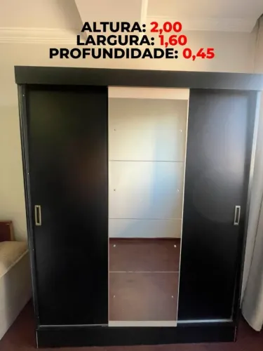 Guarda-Roupa 3 Portas com Espelho - 1,60m - Já desmontado