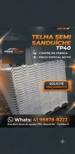 Telhas Metálicas Semi Sanduíche, direto de quem fabrica.