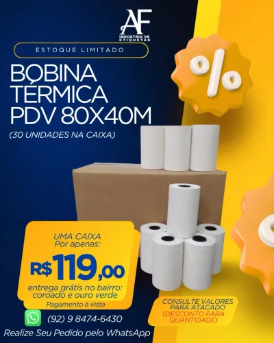 Bobina Pdv térmica 80x40m