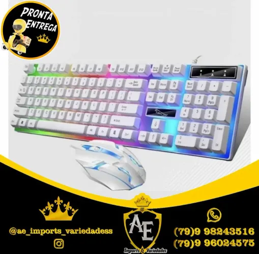 Kit teclado + mouse Gamer branco 