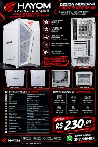 VENDO GABINETE HAYON BRANCO SEMI NOVO FUNCIONANDO PERFEITAMENTE!