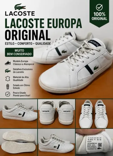 Tênis Lacoste Europa branco original - Tam. 43