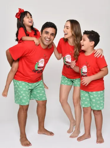 Pijama Familia combinado Natalino Pai, Mae,Filho e Filha