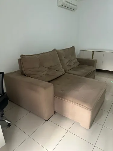 Sofá retrátil e reclinável suede 2,45m