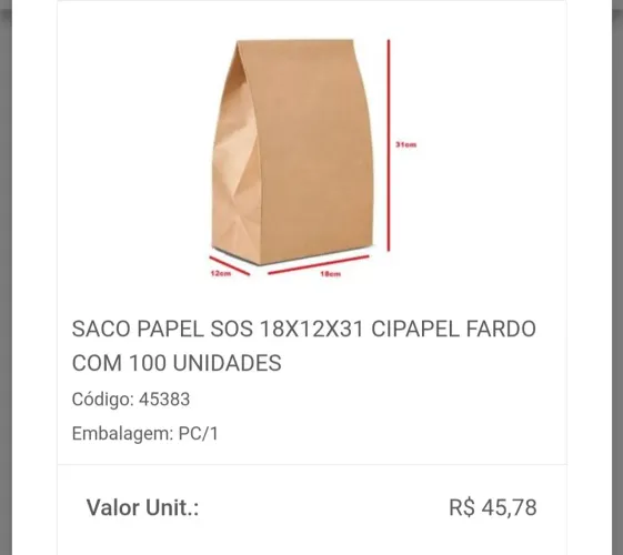 Saco de papel e papel acoplado