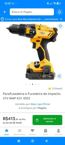 Parafusadeira Furadeira sem fio 21v