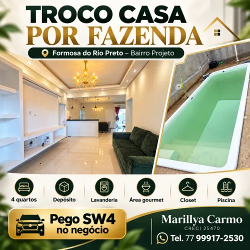 Vendo ou troco casa em Formosa do Rio Preto