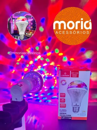 Lâmpada de Led Colorida Giratória para Festas Bivolt 3W LEHMOX - LEY-1729