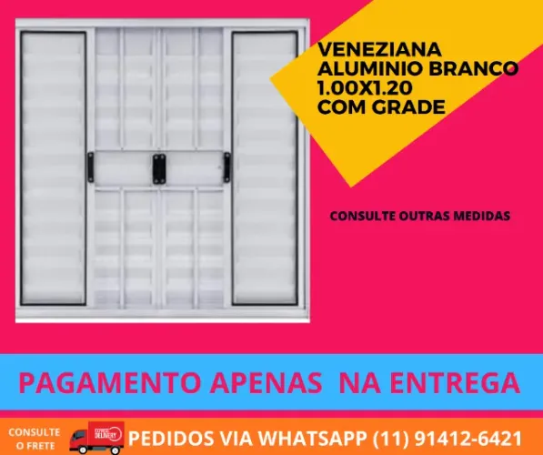 veneziana aluminio branco Com grade cod 65 / 1,00x1,20 - pagamento na entrega