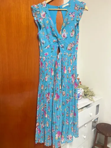 Vestido Antix Azul Da Cor Do Mar Midi 
