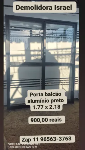Porta balcão alumínio preto