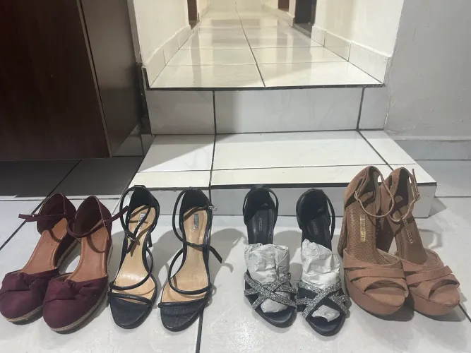 Sandálias e sapatos femininos dez pares número 37.