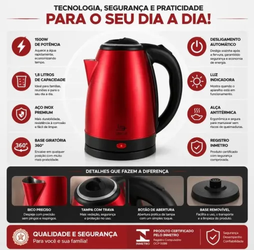 Chaleira elétrica Lehavi - Nova