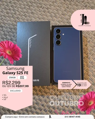 GALAXY S25 FE, 256GB, 8GB RAM, AZUL, SEMINOVO NA GARANTIA, EXCLUSIVO!